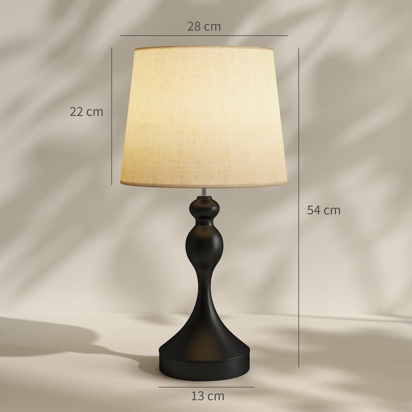 Loke Rata Metal Black And Beige Set Of 2 Touch Table Lamps With USB Ports And 3 Colour Light