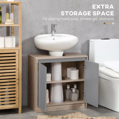 Movese Freestanding Under Sink Storage Cupboard With Adjustable Shelving Grey