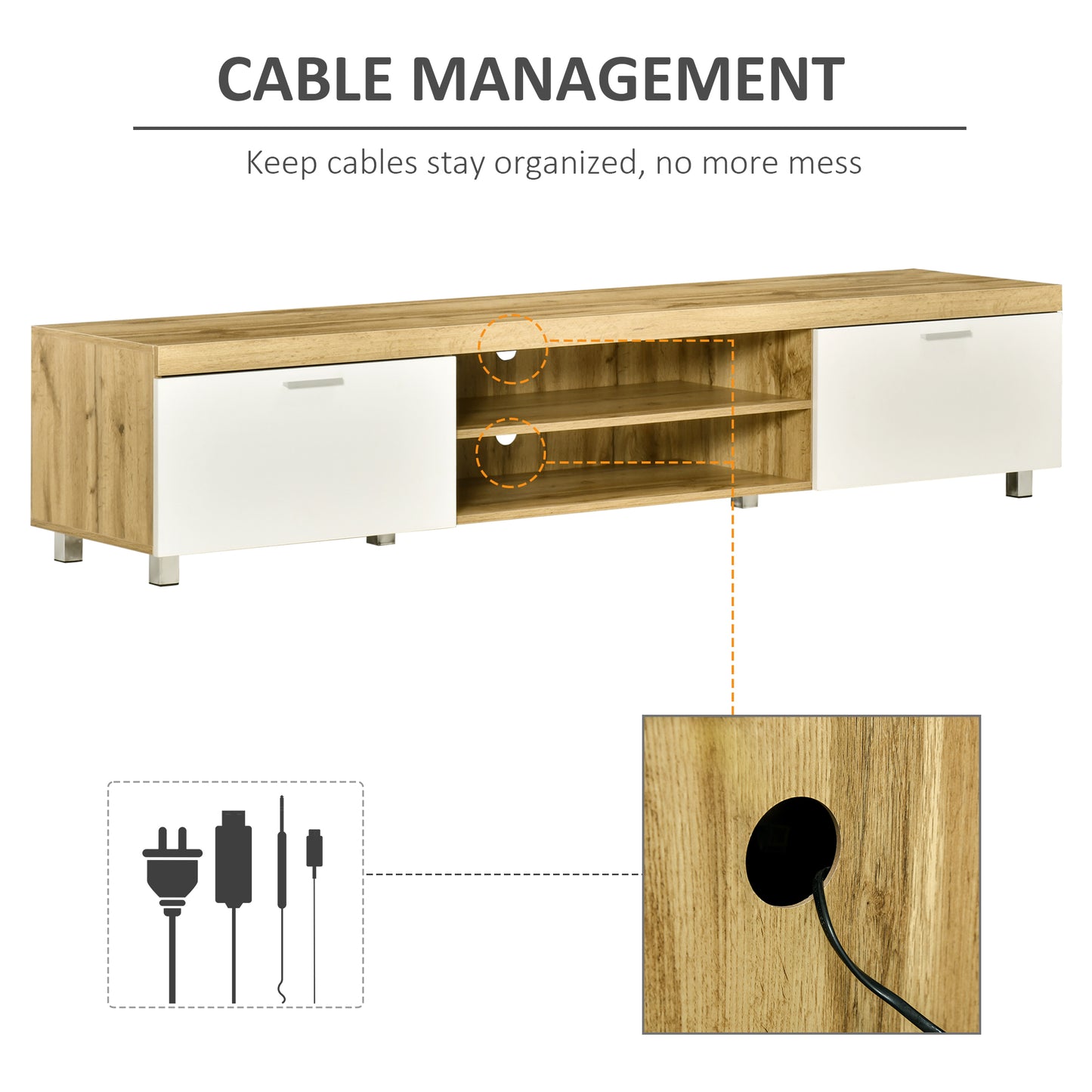 Kepaso Lima Wooden Modern Entertainment Unit With Storage Shelving For TVs Up To 90 Inches