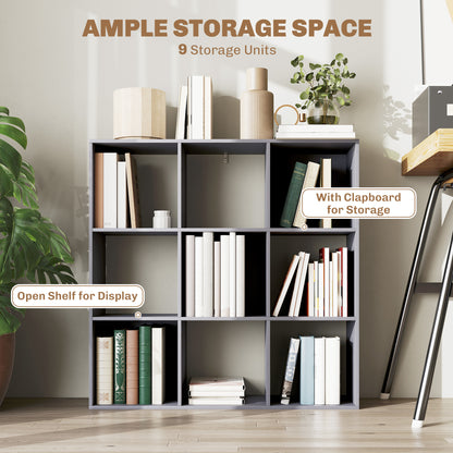 Royore Wooden Grey 9 Cube Storage Bookcase