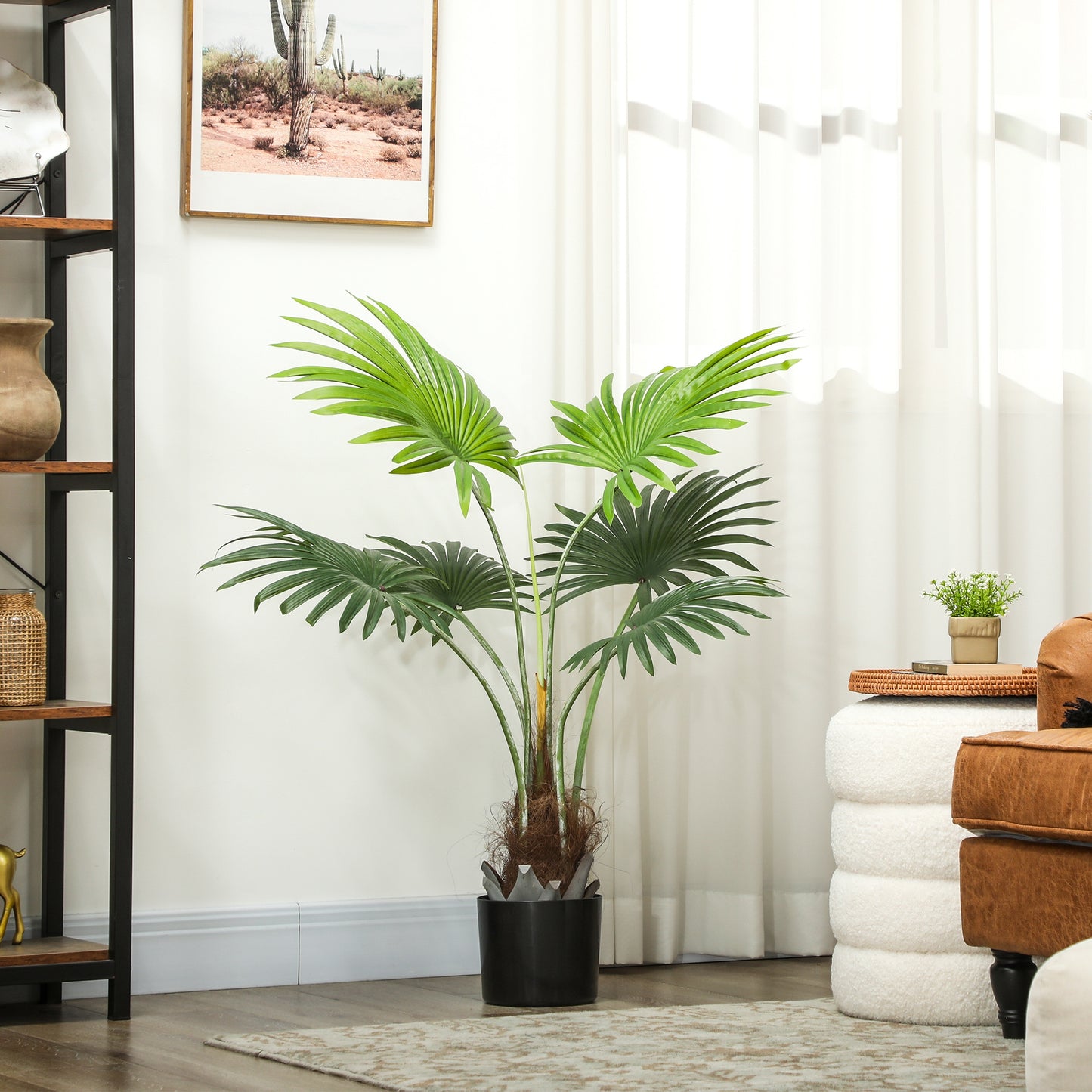 Mazili Artificial Palm Style Tree With Realistic Leaf Detail And Coir Effect Base In Pot H8 94cm Green