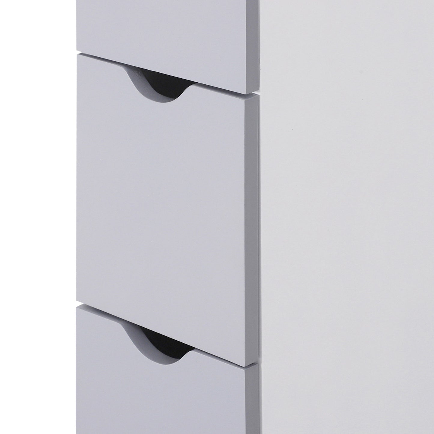 Nenero Tall Freestanding Bathroom Storage Cabinet With Shelves And Drawers White And Grey
