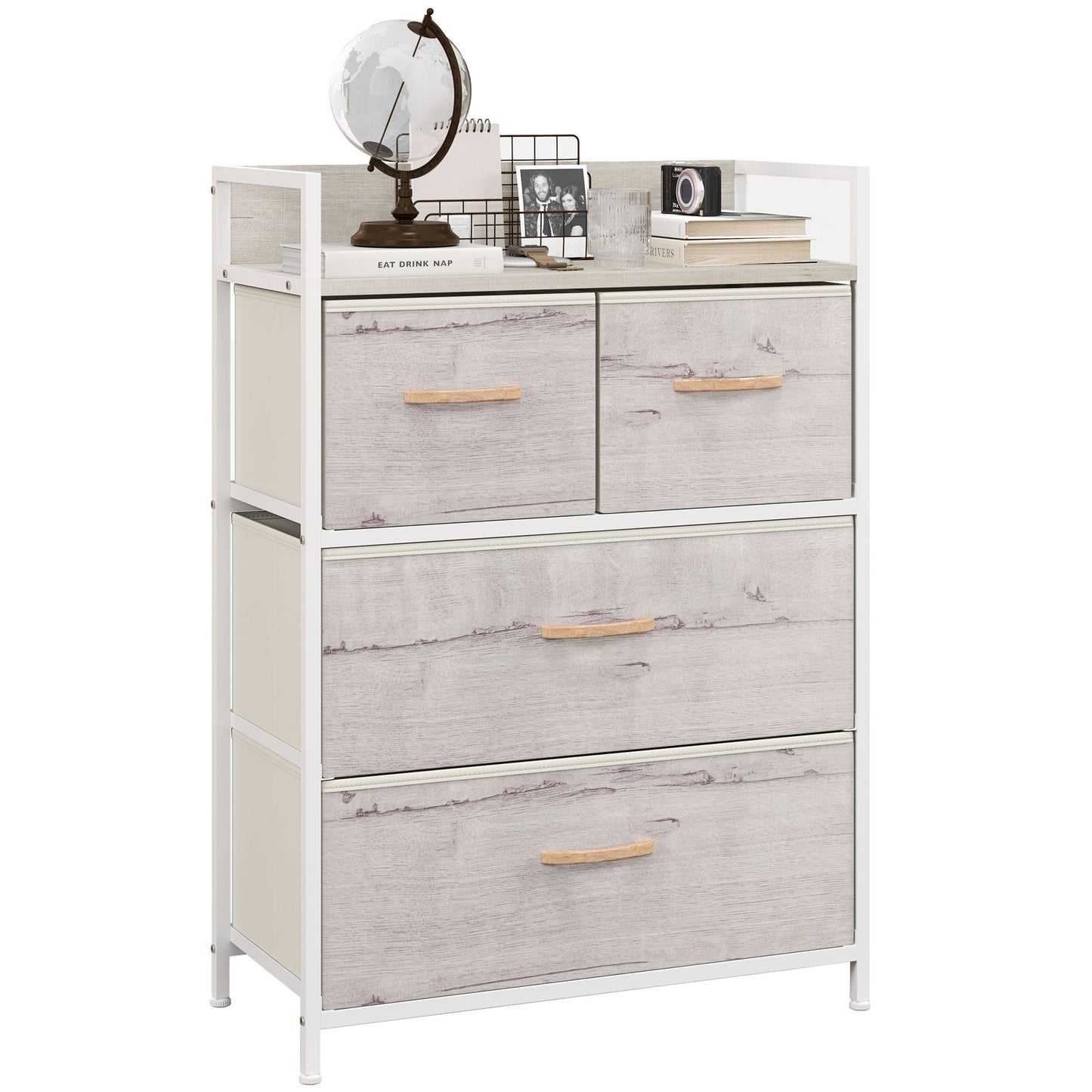 Palike Grey and White Wood Effect 4 Drawer Storage Chest