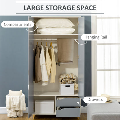 Demilia Grey And White Bedroom Furniture Set With Wardrobe 3 Drawer Chest And Bedside Table