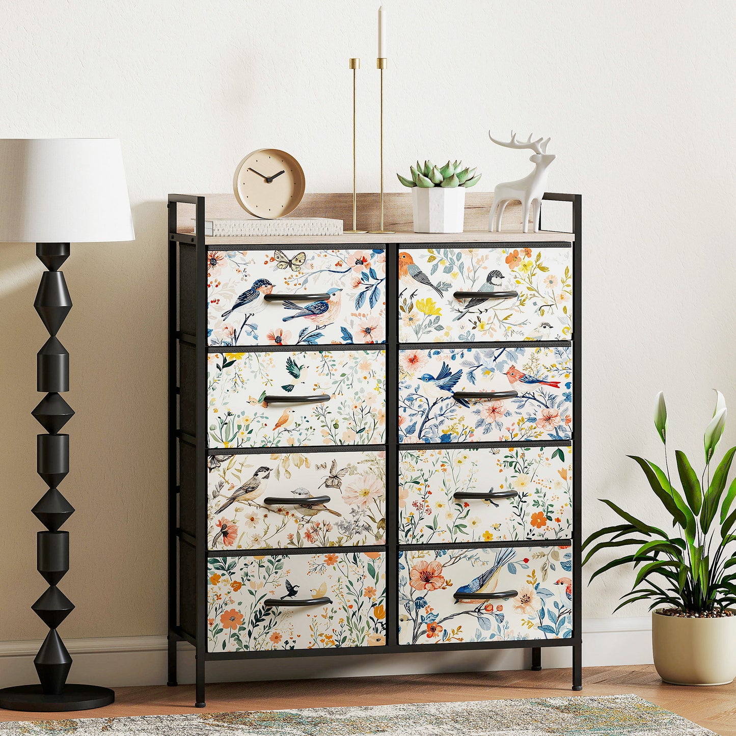 Tonona Wooden White 8 Drawer Storage Chest