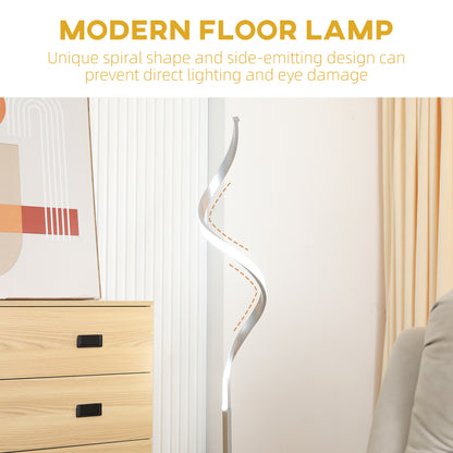 Marimba Metal Silver Dimmable Spiral Floor Lamp With Adjustable Brightness And Square Base