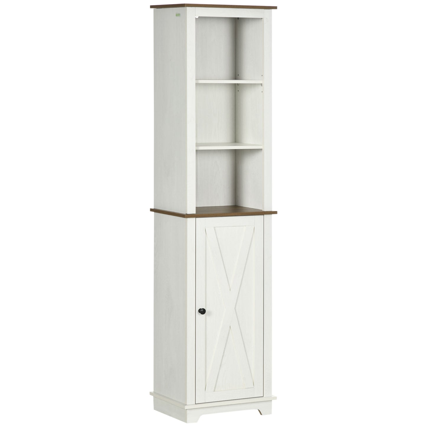 Nesoli Tall Bathroom Storage Cabinet With Door And Adjustable Shelves White 39.5x30x160cm