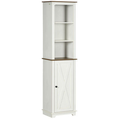 Nesoli Tall Bathroom Storage Cabinet With Door And Adjustable Shelves White 39.5x30x160cm