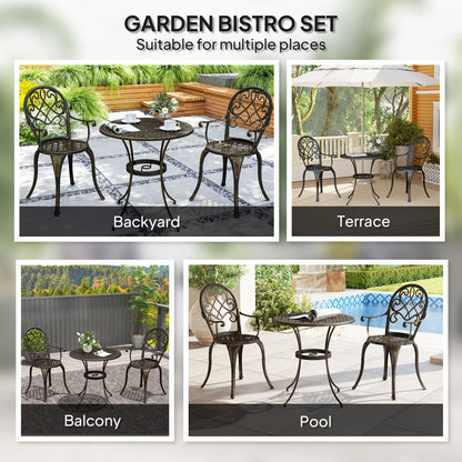 Ziraro Aluminium Bronze Tone 3 Piece Elegant Garden Bistro Set