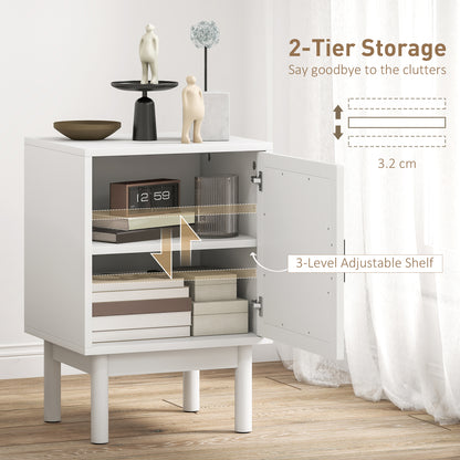 Luna White Wooden Rattan Bedside Table With Door