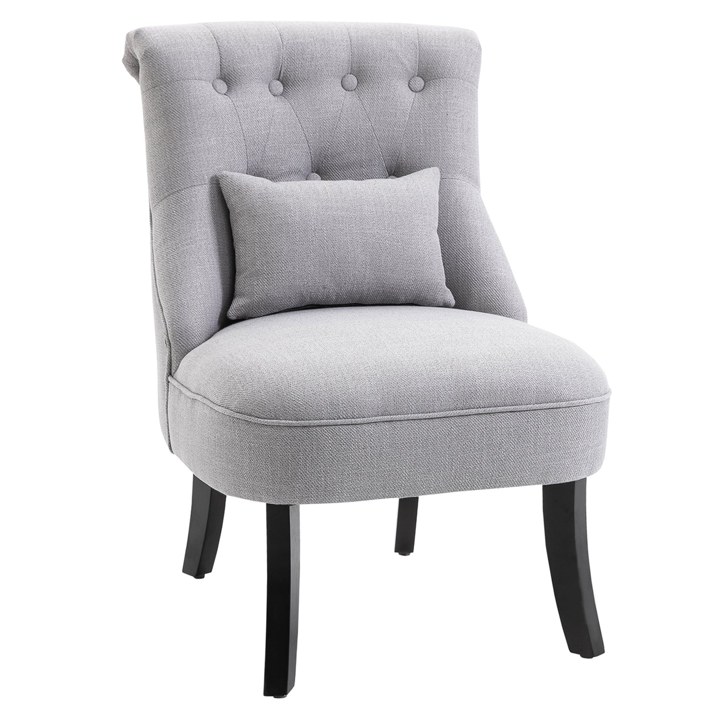 Lifasu Fabric Grey Tub Style Accent Chair With Pillow And Solid Wood Legs