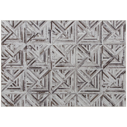 Nemane 230 x 160cm Chenille Brown Triangle Pattern Non Slip Washable Rug