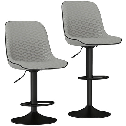 Sota Faux Leather Grey Bar Stools Set Of 2 With Padded Seats