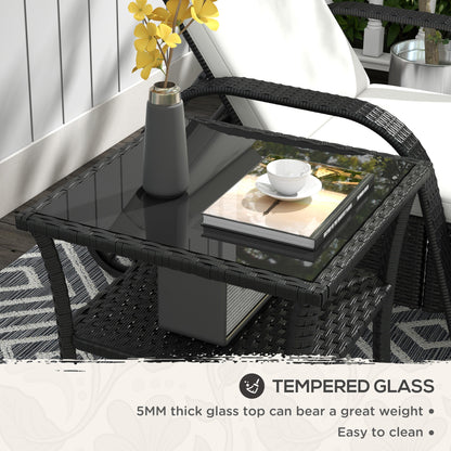 Keso Rattan Black 2 Tier Square Outdoor Coffee Table