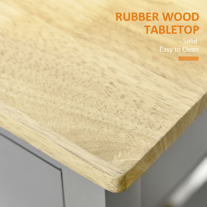 Vena Wooden Grey and Natural Kitchen Trolley With Worktop Drawer And Shelves