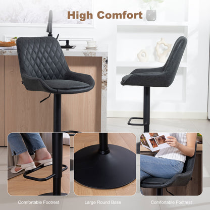 Reta Set Of 2 Black Faux Leather Retro Style Bar Stools