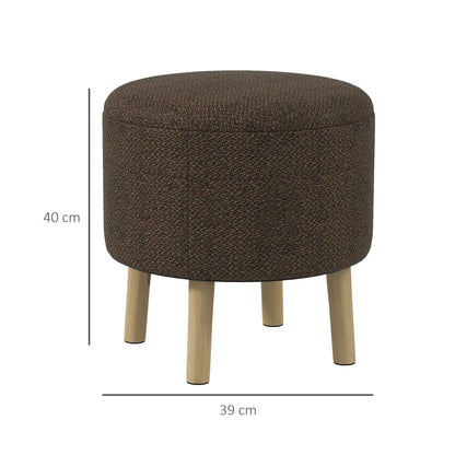 Roli Linen Look Dark Brown Round Storage Ottoman