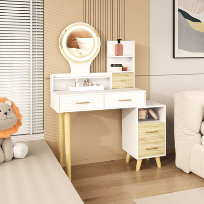 Rilu White Elegant Dressing Table With Integrated Storage Space