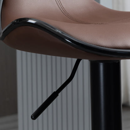 Mifaro Set Of 2 Brown Adjustable Swivel Bar Stools With Steel Frame And Footrest