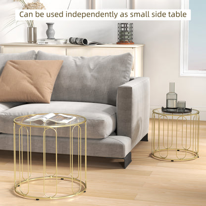 Rosa Metal Gold Tone Set Of 2 Elliptical Cut Out Nesting Tables
