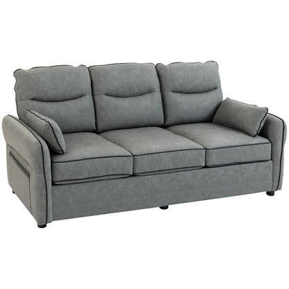 Pamazi Grey Faux Leather 3 Seater Sofa