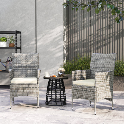 Ralifase Rattan Mixed Grey Garden Dining Chairs Set Of 2 With Cushions