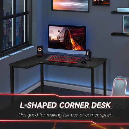 Toviba 145cm Black Left Hand L Shapedd Gaming Desk With Cable Management Holes