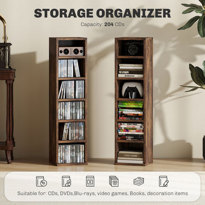 Yozi Sura Wood Mid Brown Effect Set Of 2 CD Storage Units With 102 Disc Capacity