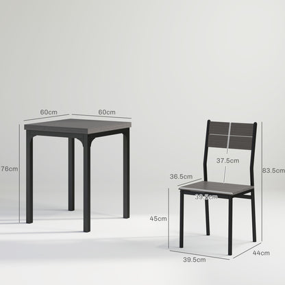 Bani Wooden Grey Wood Grain 3 Piece Compact Dining Set
