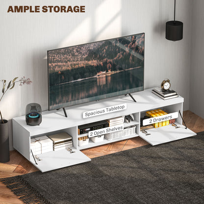 Lata 200cm Wooden White Entertainment Unit With Storage For TVs Up To 90 Inches