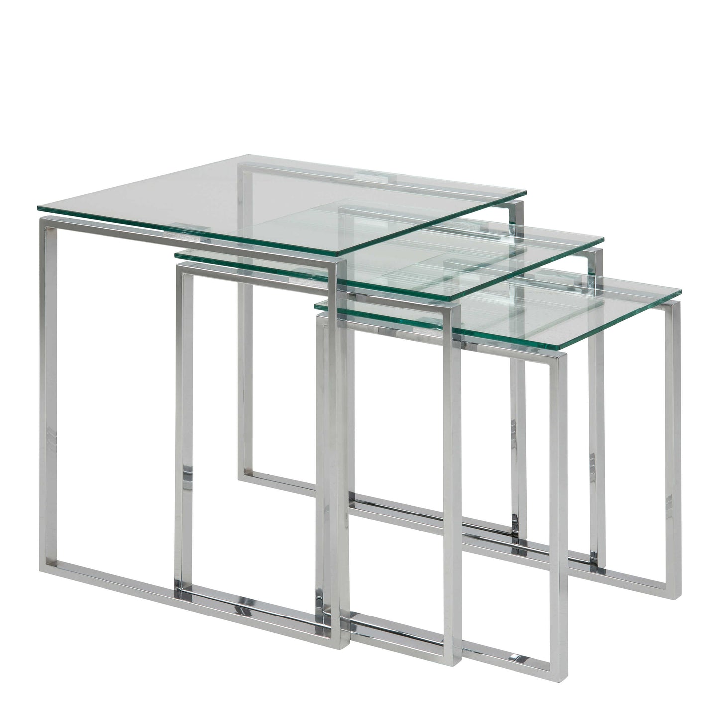 Set of 3 Frederikssund Glass Top Nesting Coffee Tables
