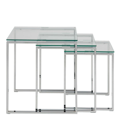 Set of 3 Frederikssund Glass Top Nesting Coffee Tables