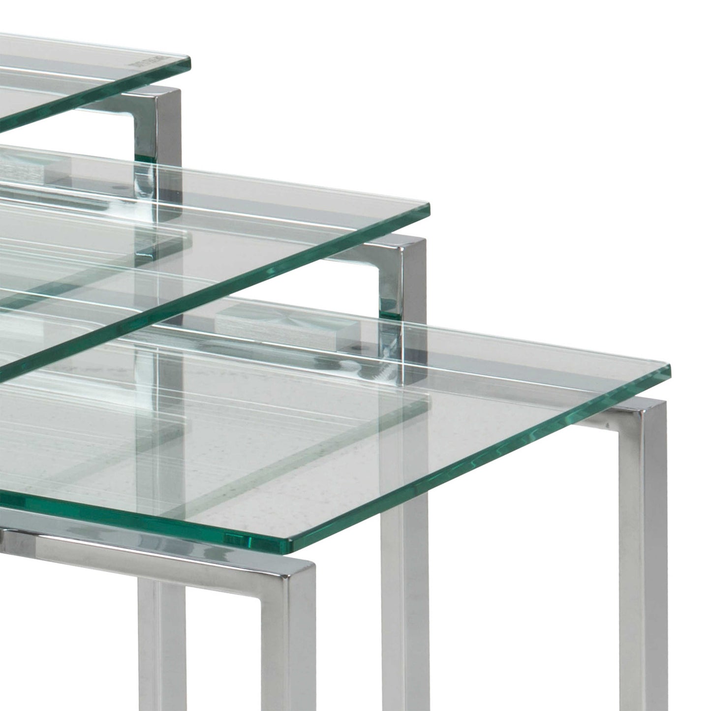 Set of 3 Frederikssund Glass Top Nesting Coffee Tables