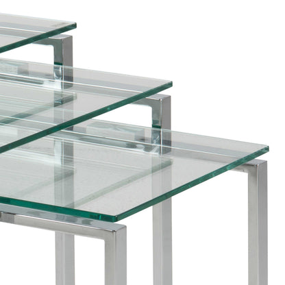 Set of 3 Frederikssund Glass Top Nesting Coffee Tables