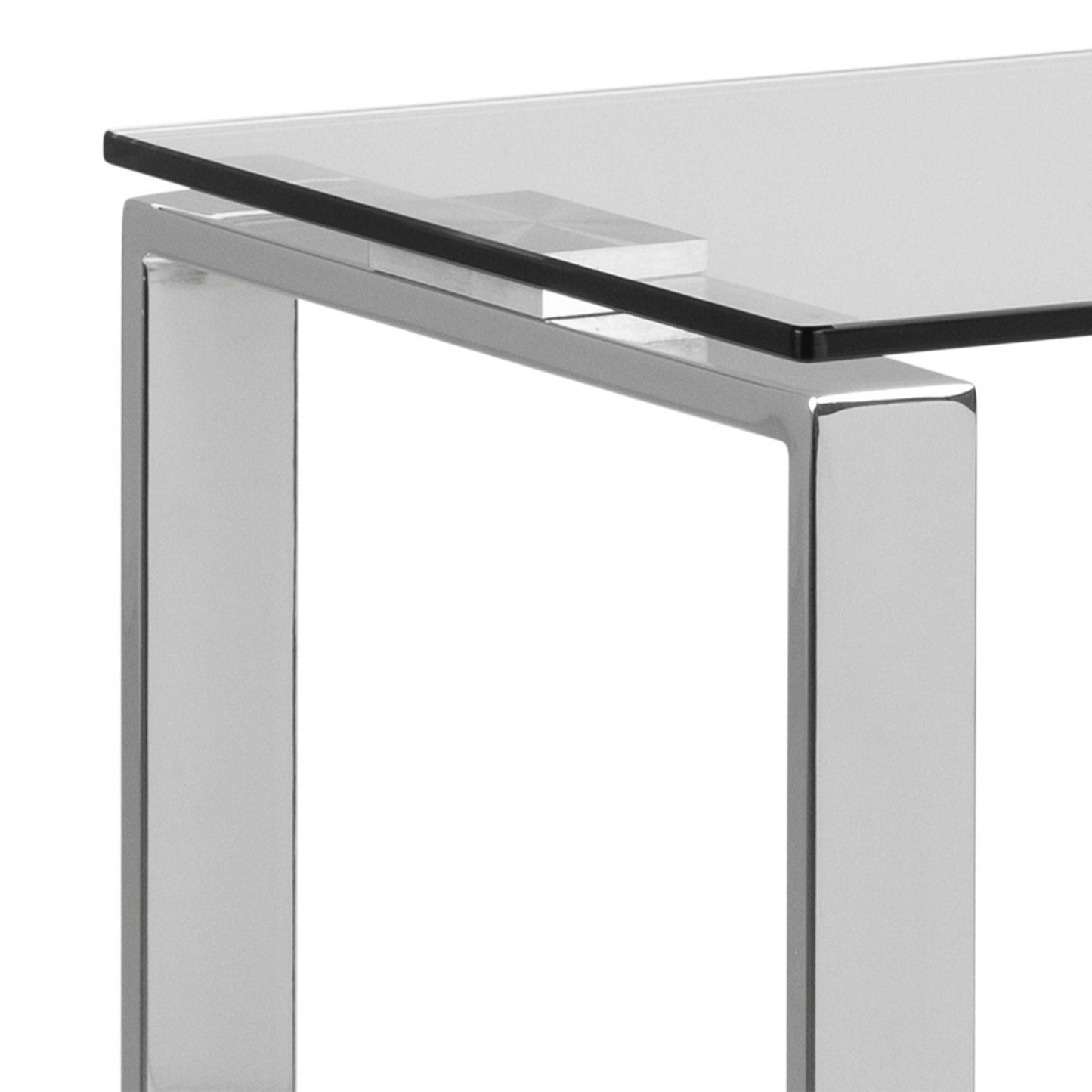 Frederikssund Glass Top Console Table Silver Legs