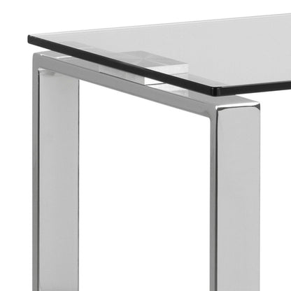 Frederikssund Glass Top Console Table Silver Legs