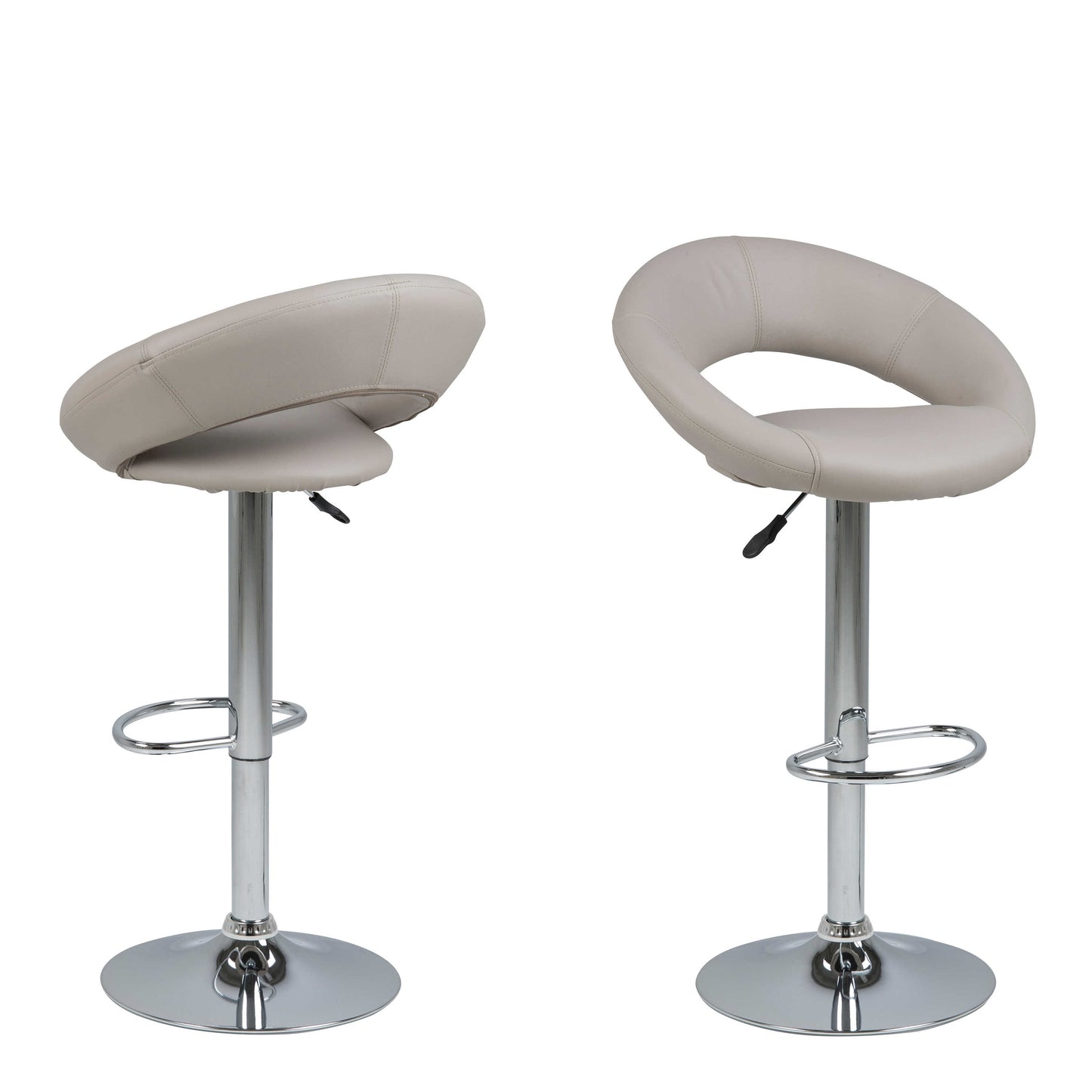 Set of 2 Jorah Light Grey Faux Leather Swivel Bar Stool Open Back