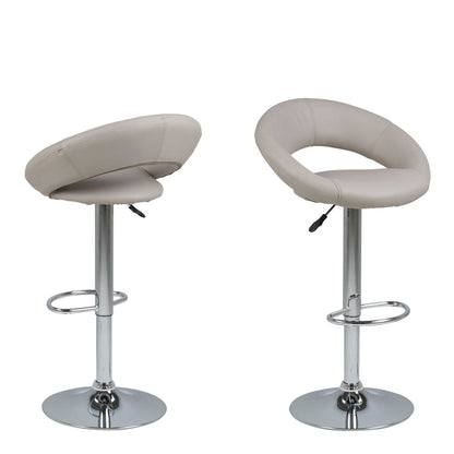 Set of 2 Jorah Light Grey Faux Leather Swivel Bar Stool Open Back