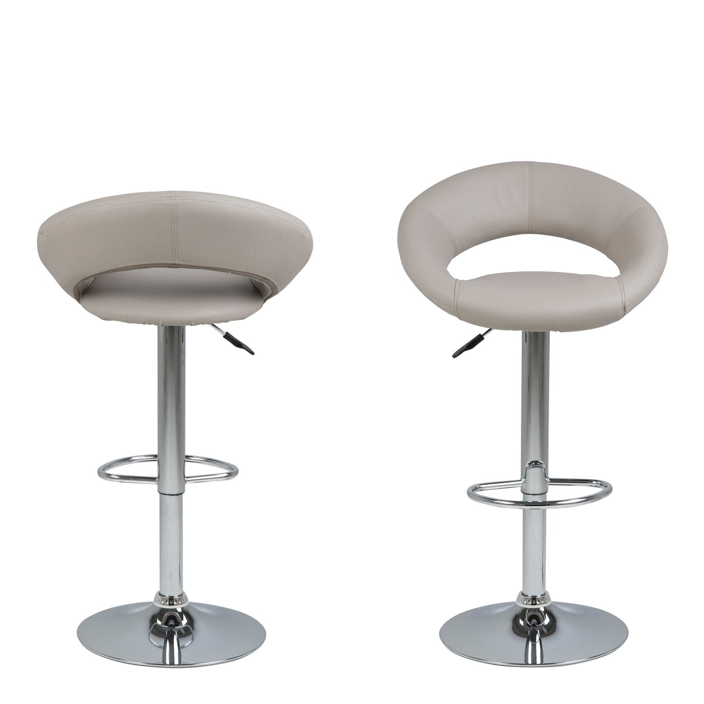Set of 2 Jorah Light Grey Faux Leather Swivel Bar Stool Open Back