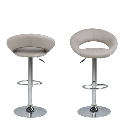 Set of 2 Jorah Light Grey Faux Leather Swivel Bar Stool Open Back