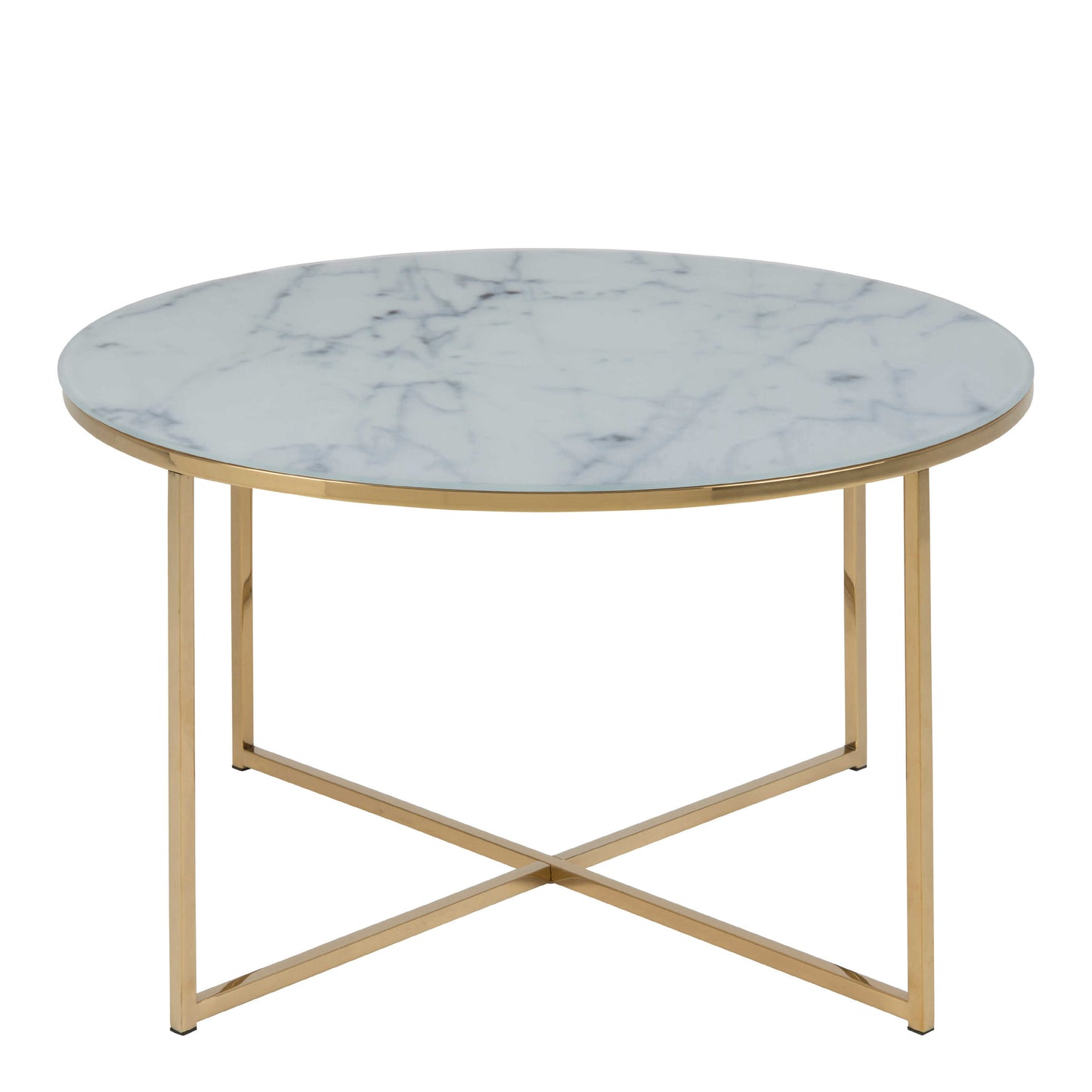 Vodskov White Marble Round Coffee Table Gold Legs