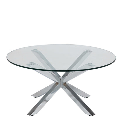 Perth Clear Glass Round Coffee Table Chrome Legs