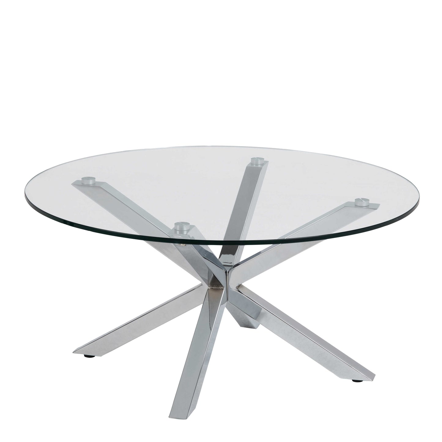 Perth Clear Glass Round Coffee Table Chrome Legs