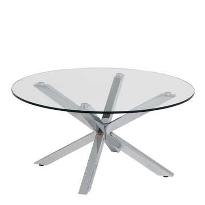 Perth Clear Glass Round Coffee Table Chrome Legs
