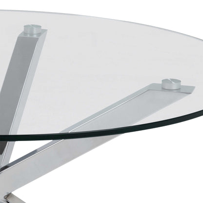 Perth Clear Glass Round Coffee Table Chrome Legs