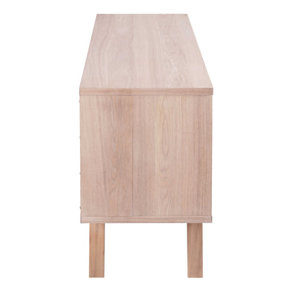 Jyvaskyla White Oak Wood Sideboard 4 Drawers 1 Sliding Door