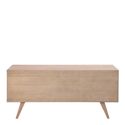 Jyvaskyla White Oak Wood Sideboard 4 Drawers 1 Sliding Door