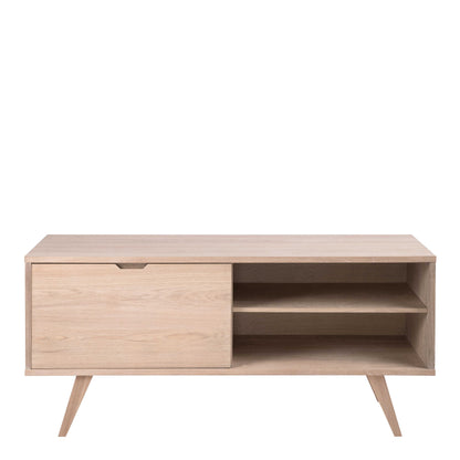 Jyvaskyla White Oak Wood Sideboard 4 Drawers 1 Sliding Door
