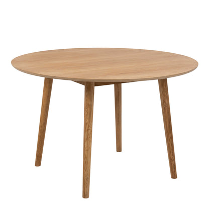 Debrecen Solid Oak and Olive Green Round Dining Table + 4 Dining Chairs