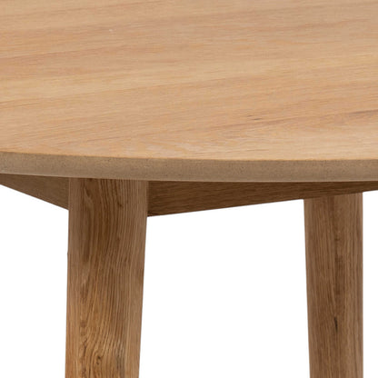 Debrecen Solid Oak and Olive Green Round Dining Table + 4 Dining Chairs